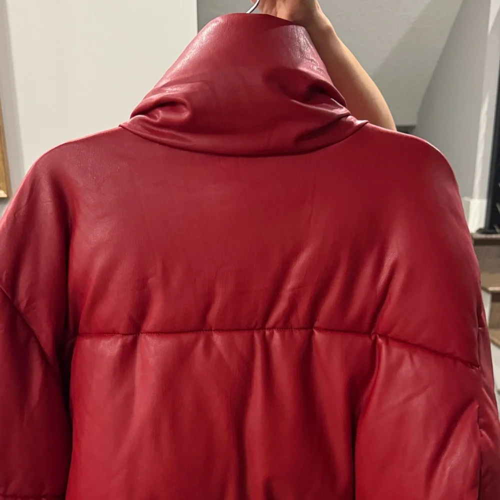 With the Girls by AVEC LES FILLES red pleather puffer jacket - Picture 6 of 13